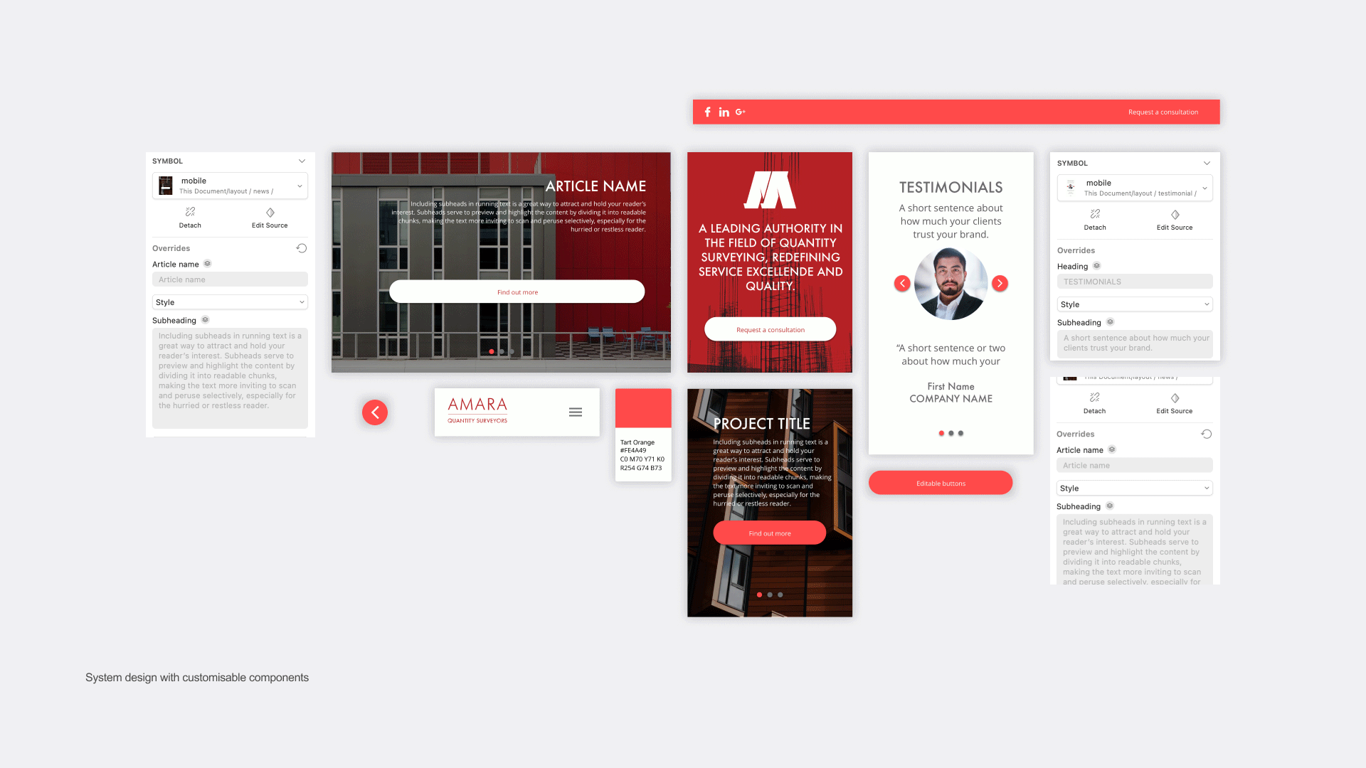 UI Design System for  Amara Quantity Surveyors  designed by Can O' Baked Beans 2017